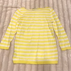 Ann Taylor Loft yellow striped lightweight top, S